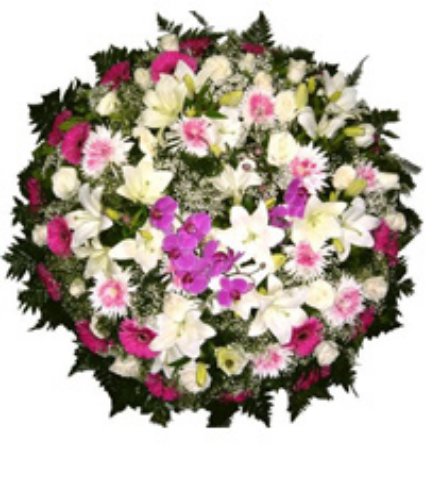 COROA DE FLORES TAMANHO P ROSA 3 ESPECIAL