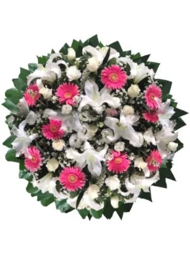 COROA DE FLORES TAMANHO P ROSA 2 ESPECIAL