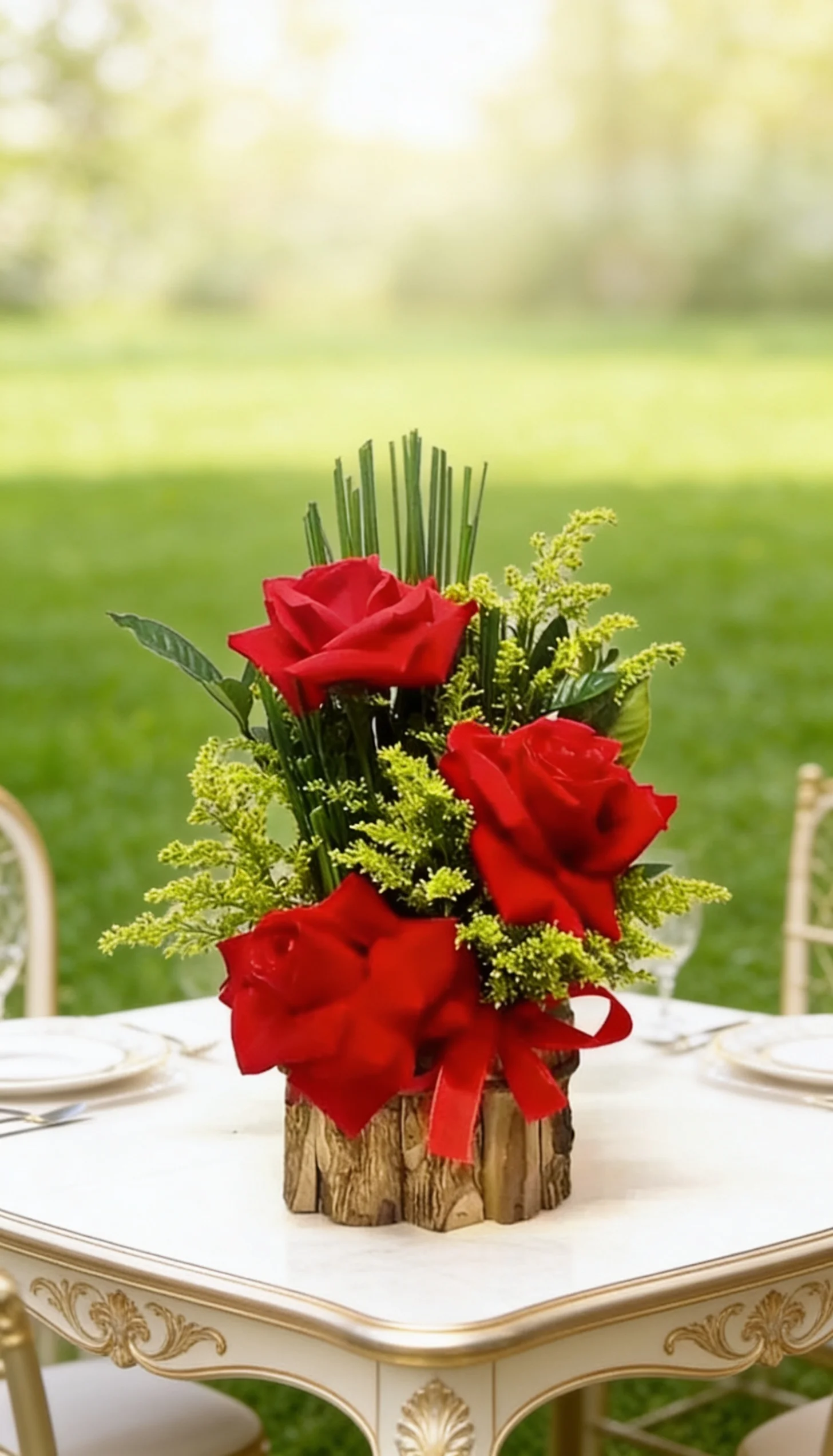 Arranjo De Rosas Com 3 Colombianas, Junco E Tango - Imagem 2