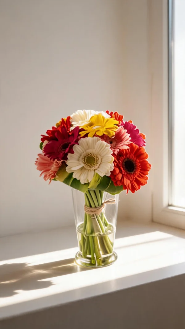 GERBERAS NO VIDRO
