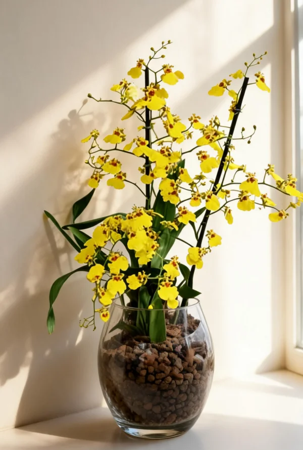 Orquídea Chuva de Ouro no Aquário de Vidro