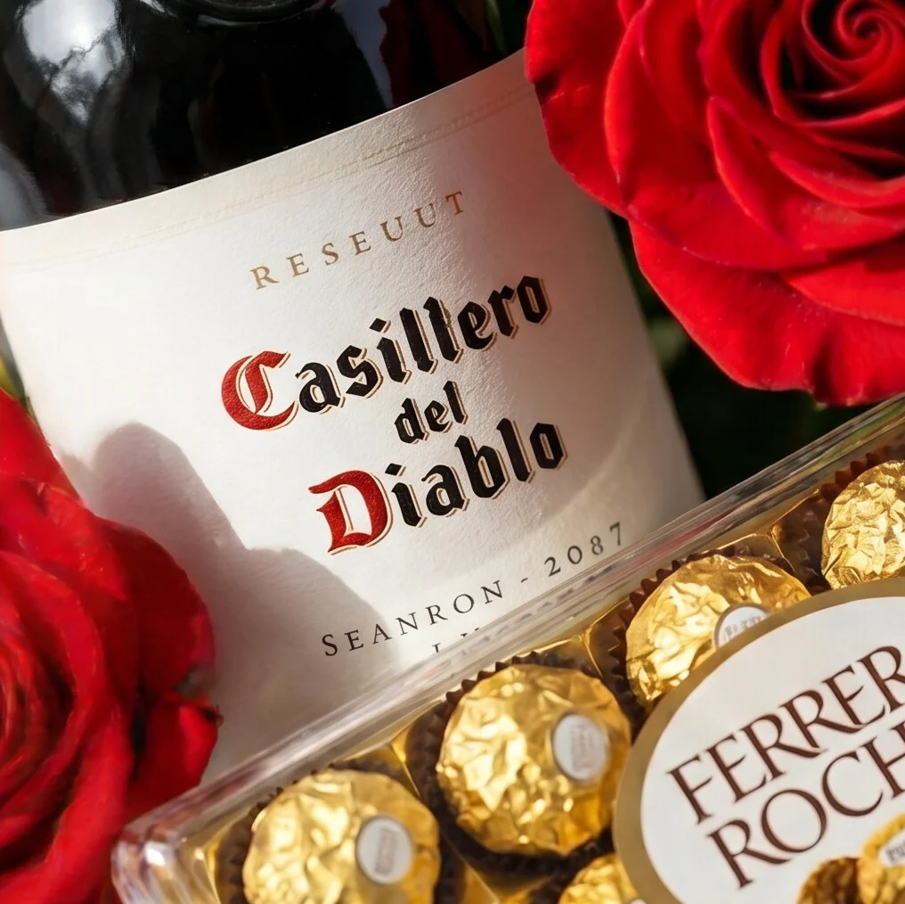 BUQUÊ DE ROSAS COLOMBIANAS 1 DUZIA. CHOCOLATE E VINHO. - Imagem 3