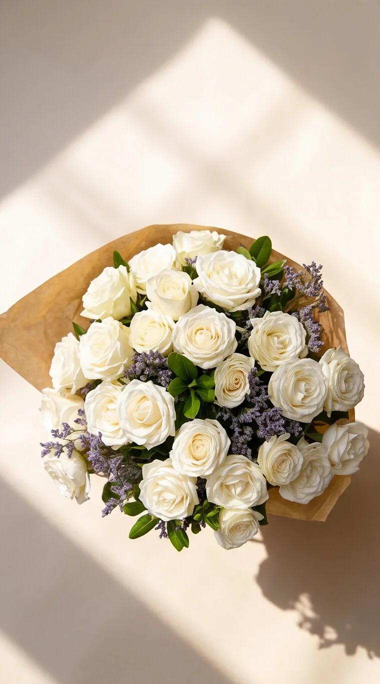 BUQUÊ DE ROSAS BRANCAS 2 DUZIAS - Imagem 4