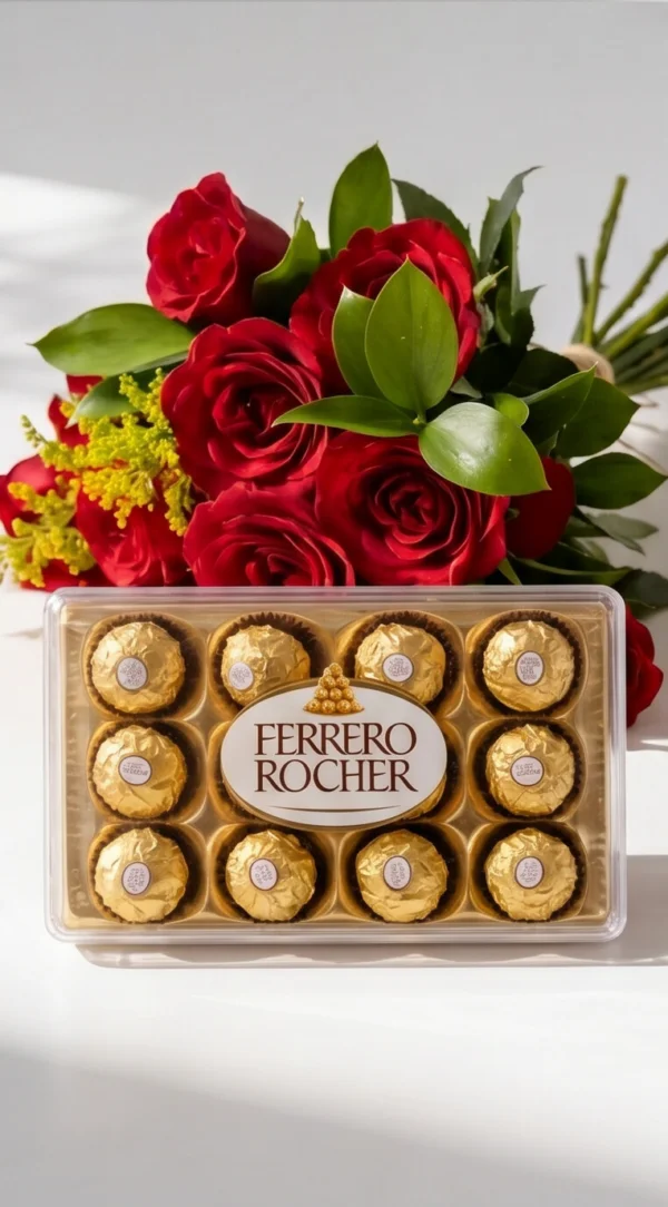 BUQUÊ DE ROSAS AMARELAS 1 DUZIA COM CHOCOLATE