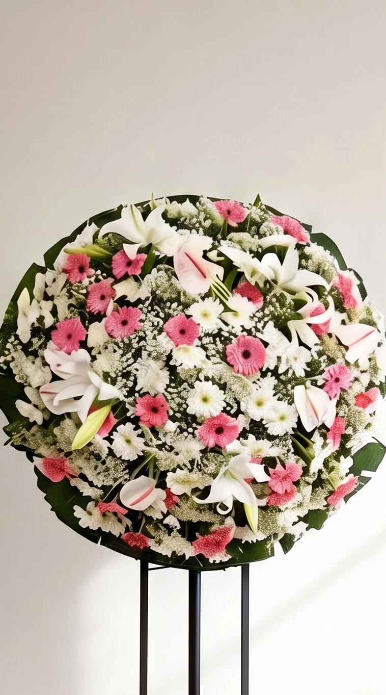COROA DE FLORES TAMANHO P ROSA ESPECIAL - Imagem 5
