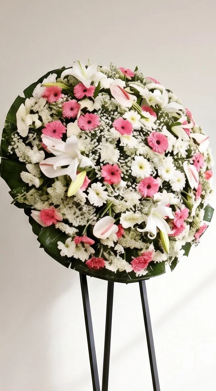 COROA DE FLORES TAMANHO P ROSA ESPECIAL - Imagem 4