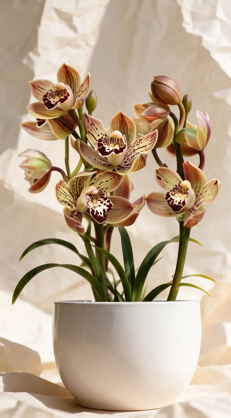 Orquídea Simbidihum Marrom na Embalagem Crepom - Imagem 4