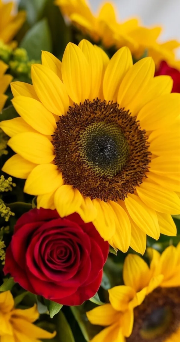 Buquê de Girassóis com Rosas Colombianas 8x8 - Imagem 3