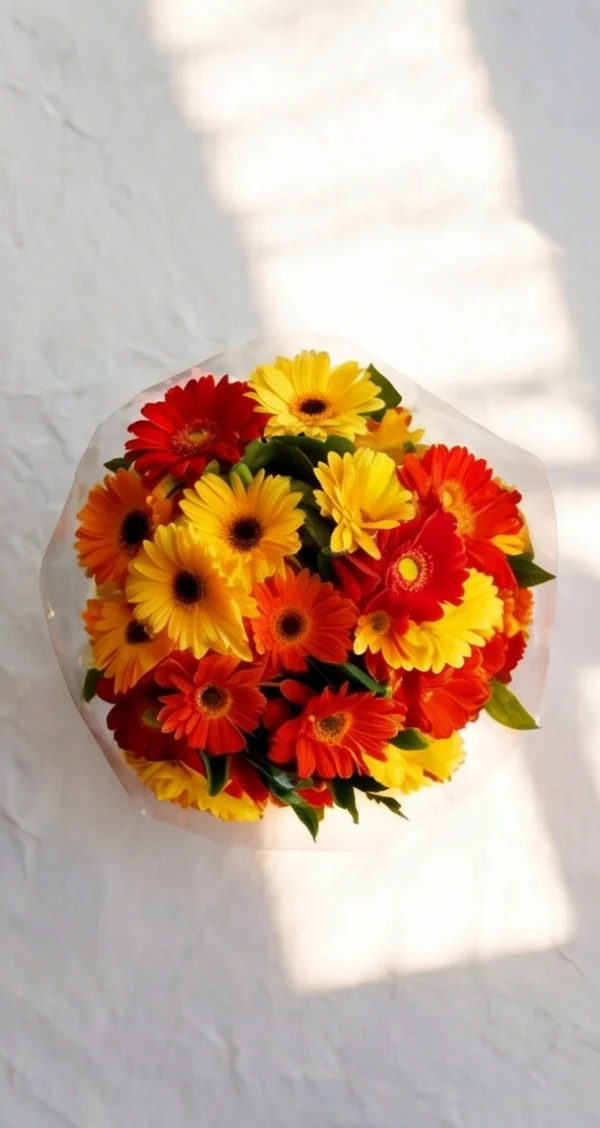 Buque De Gerberas (Laranja, Amarela, Vermelha) -  2 Dúzias