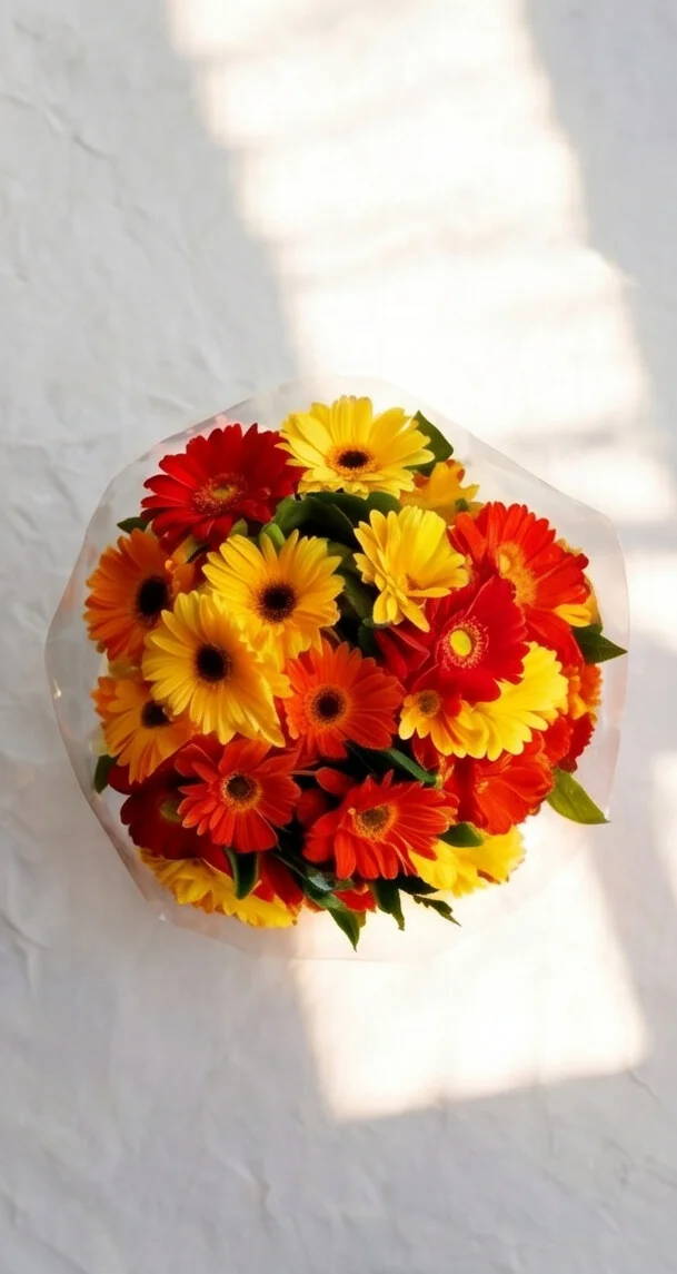 Buque De Gerberas (Laranja, Amarela, Vermelha) -  2 Dúzias