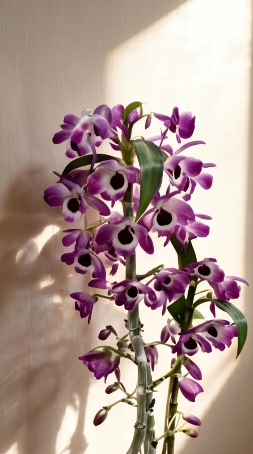 Orquídea Dendobrium no Cachepô de Madeira