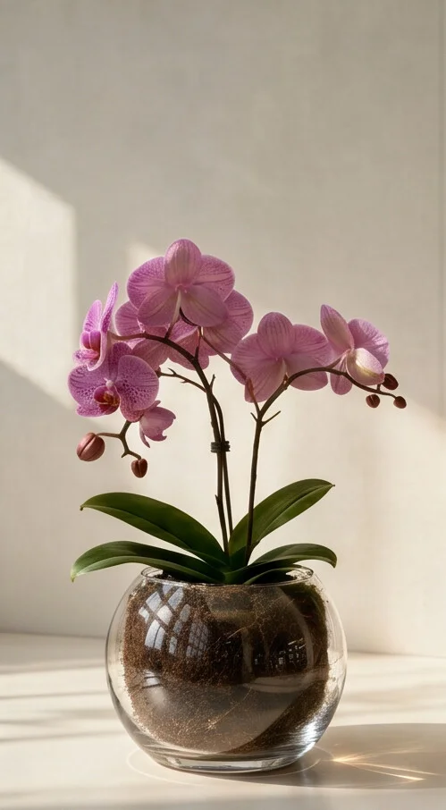 Orquídea Phalaenopsis Exótica no Aquário de Vidro - Imagem 2