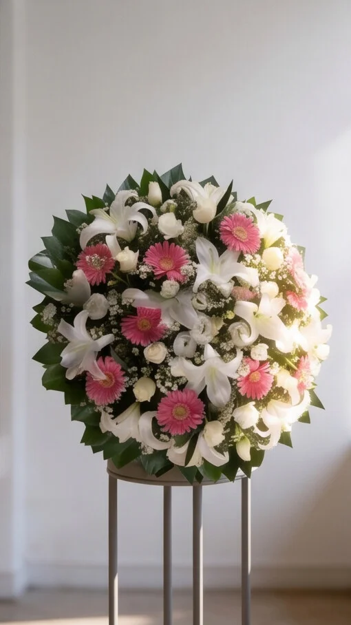 COROA DE FLORES TAMANHO M ROSA 2 ESPECIAL - Imagem 6
