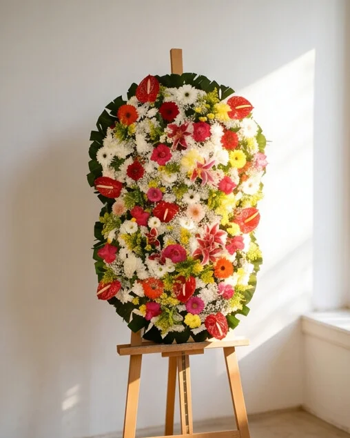 COROA DE FLORES TAMANHO G CORES 1