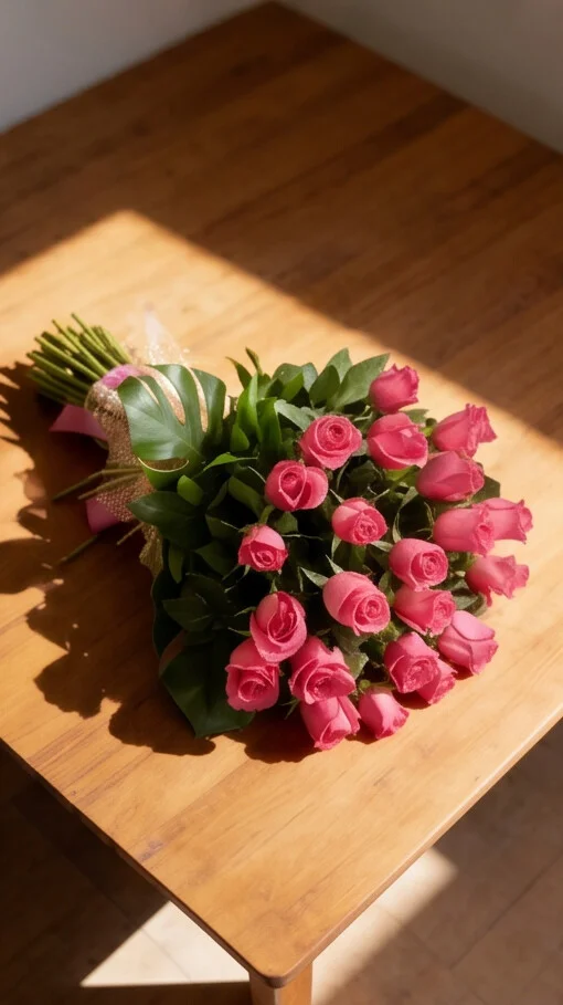 BUQUÊ DE ROSAS ROSA 1 DÚZIA