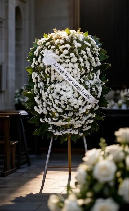 COROA DE FLORES BRANCA TAMANHO G POLAR