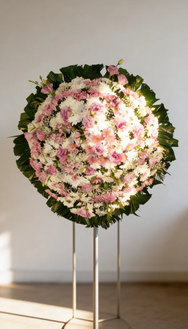 COROA DE FLORES TAMANHO M ROSA 2