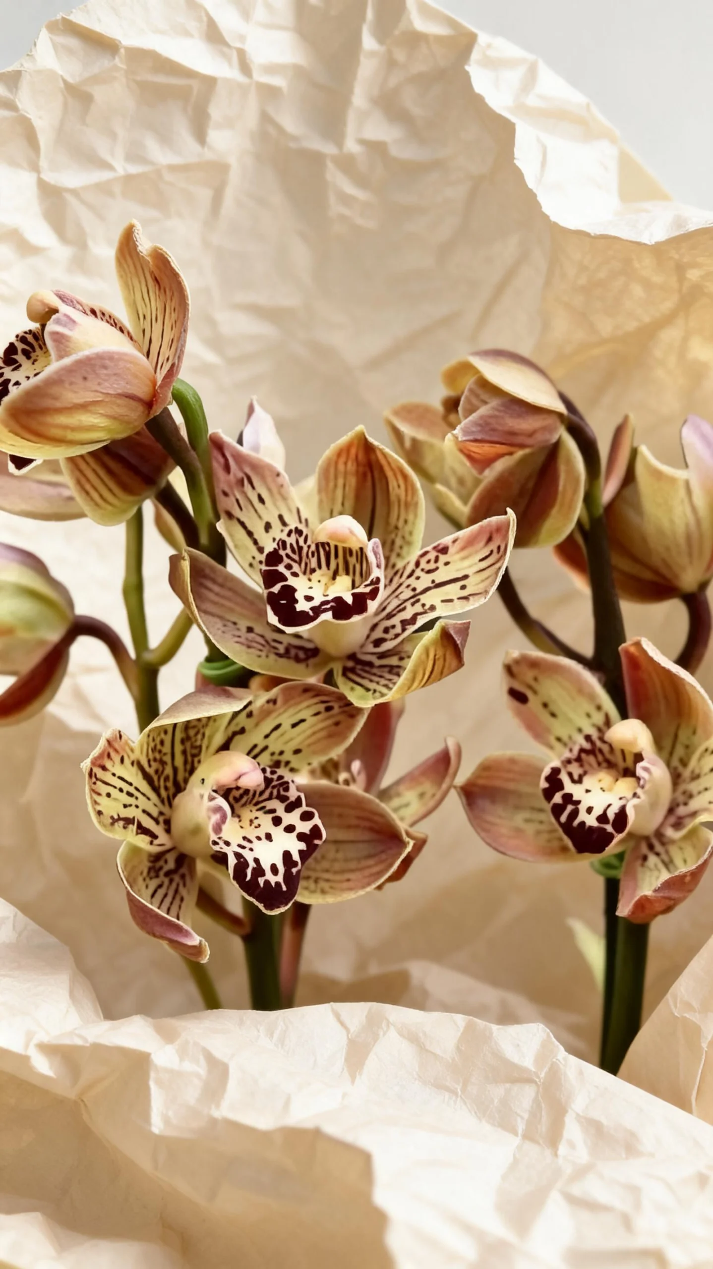 Orquídea Simbidihum Marrom na Embalagem Crepom - Imagem 2