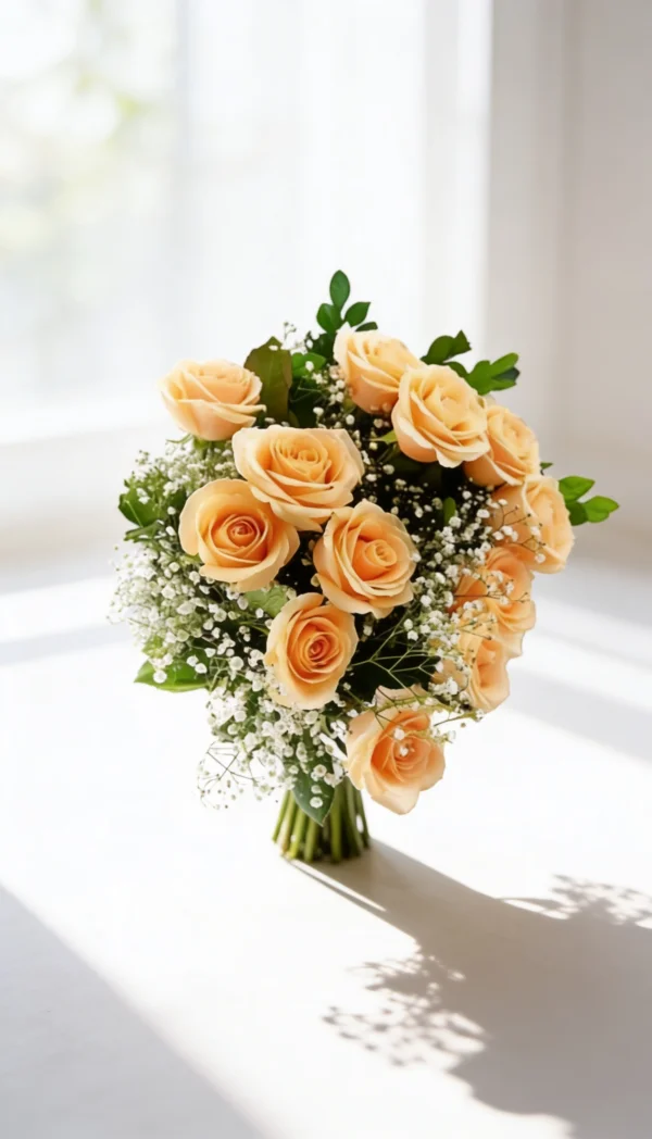 BUQUÊ DE ROSAS CHAMPANHE COM 1 DUZIAS