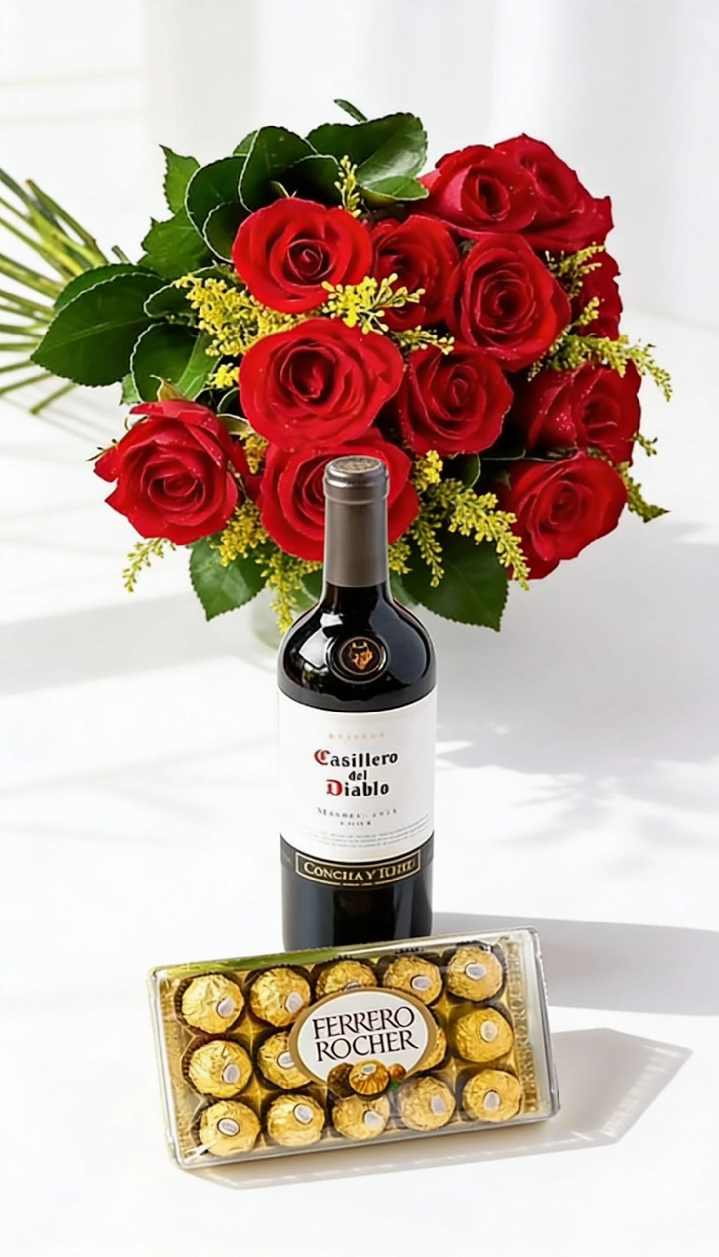 BUQUÊ DE ROSAS COLOMBIANAS 1 DUZIA. CHOCOLATE E VINHO. - Imagem 2
