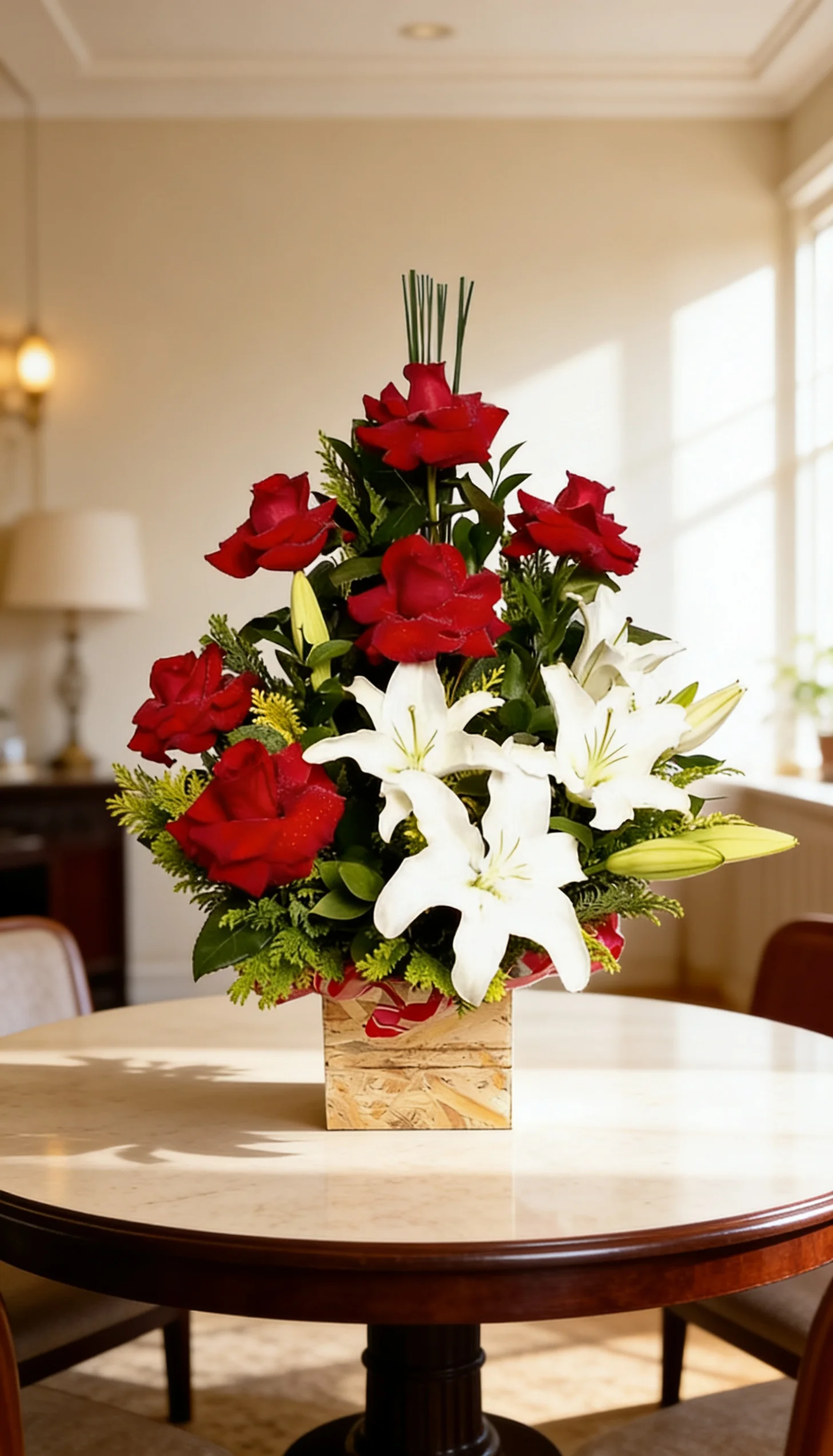 Arranjo De Rosas E Lírios